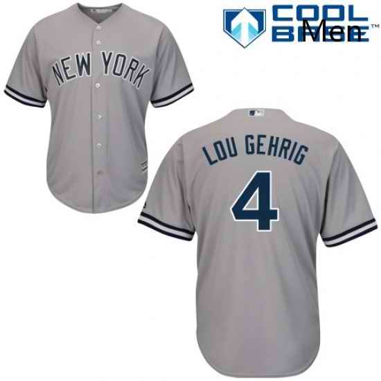 Mens Majestic New York Yankees 4 Lou Gehrig Replica Grey Road MLB Jersey